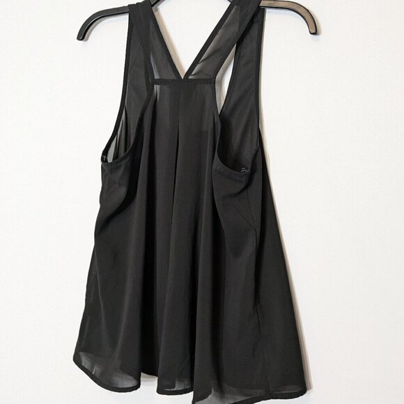 TCEC Black Sheer Chiffon, Oversized Racerback Tank Top; Size S - Picture 5 of 7